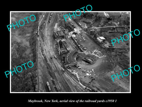 OLD LARGE HISTORIC PHOTO MAYBROOK NEW YORK, AERIAL VIEW OF RAIL YARDS c1950 2