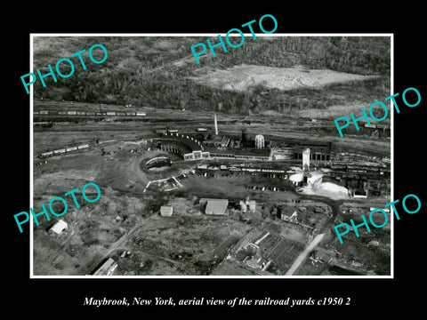 OLD LARGE HISTORIC PHOTO MAYBROOK NEW YORK, AERIAL VIEW OF RAIL YARDS c1950 3