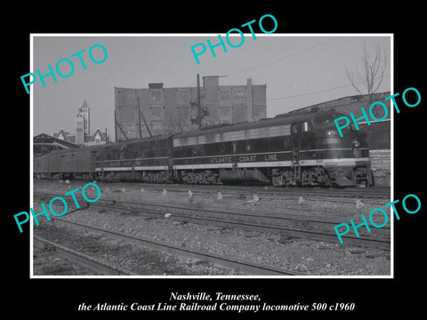 OLD LARGE HISTORIC PHOTO NASHVILLE TENNESSEE, ATLANTIC COAST RAILROAD TRAIN 1960