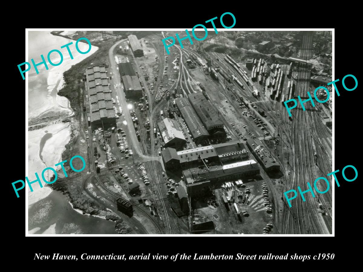 OLD LARGE HISTORIC PHOTO NEW HAVEN CONNECTICUT, LAMBERTON RAIL YARDS c1950 2