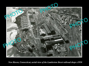 OLD LARGE HISTORIC PHOTO NEW HAVEN CONNECTICUT, LAMBERTON RAIL YARDS c1950 2