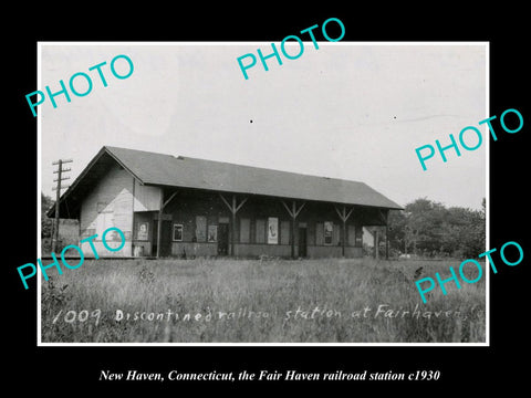OLD LARGE HISTORIC PHOTO NEW HAVEN CONNECTICUT, FAIR HAVEN RAILROAD STATION 1930