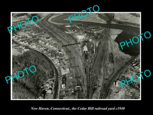 OLD LARGE HISTORIC PHOTO NEW HAVEN CONNECTICUT, CEDAR HILL RAIL YARDS c1940 1