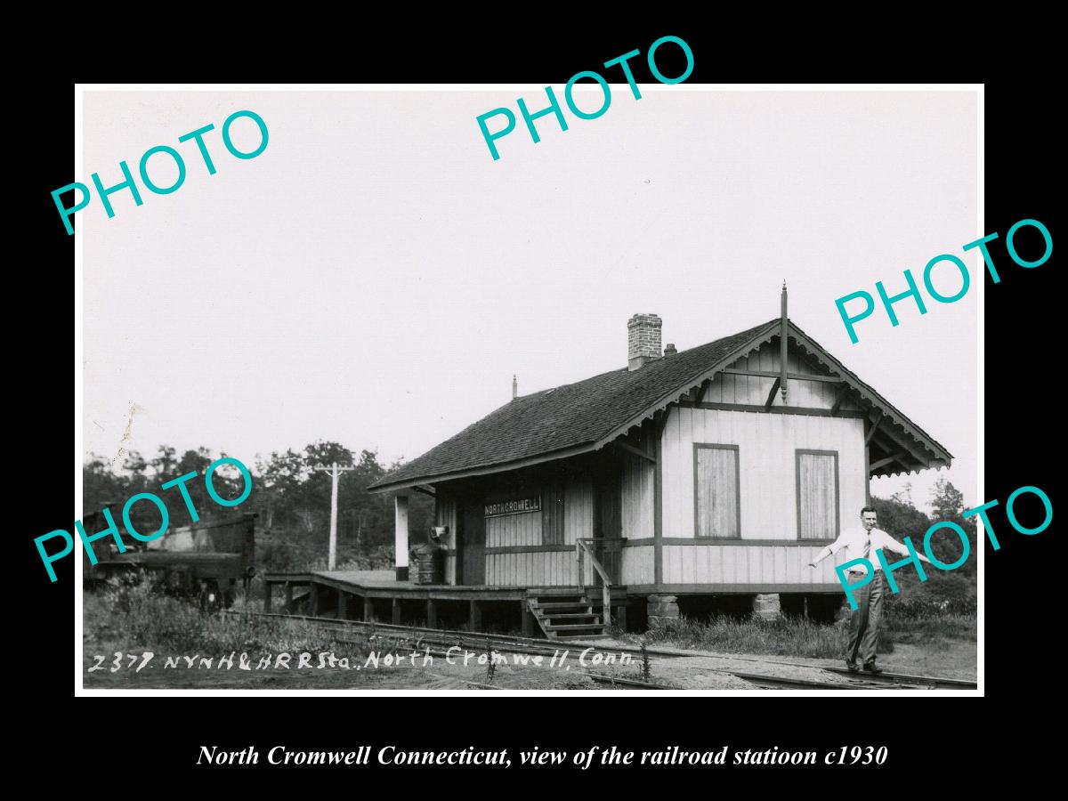 OLD LARGE HISTORIC PHOTO NORTH CROMWELL CONNECTICUT, THE RAILROAD STATION c1930