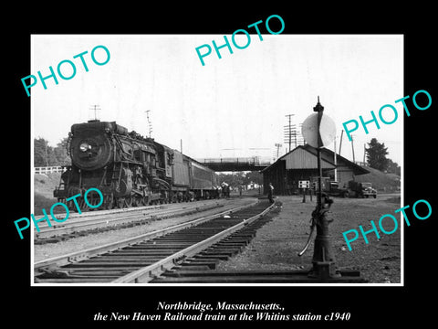 OLD LARGE HISTORIC PHOTO NORTHBRIDGE MASSACHUSETTS WHITINS RAILROAD STATION 1940