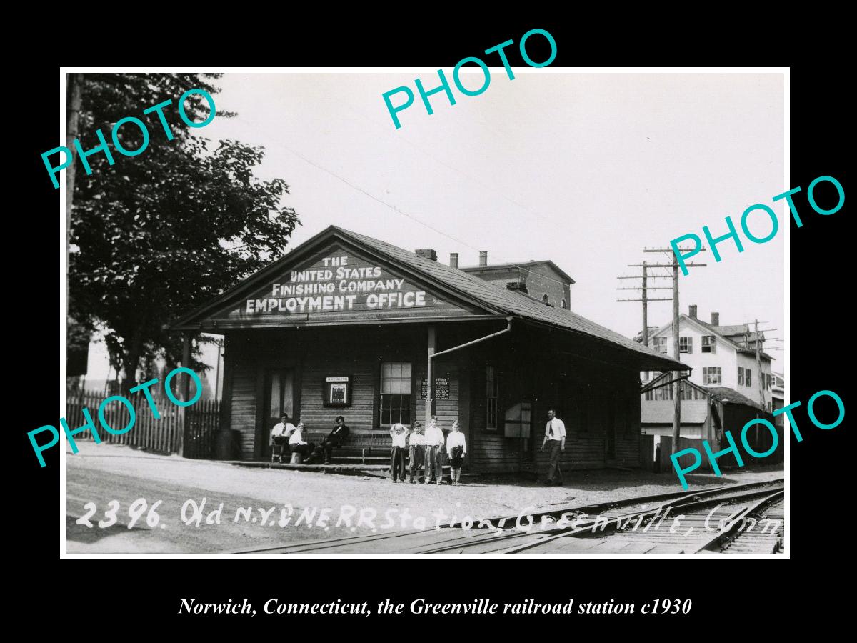 OLD LARGE HISTORIC PHOTO NORWICH CONNECTICUT, GREENVILLE RAILROAD STATION c1930