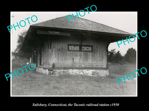 OLD LARGE HISTORIC PHOTO SALISBURY CONNECTICUT, TACONIC RAILROAD STATION c1950