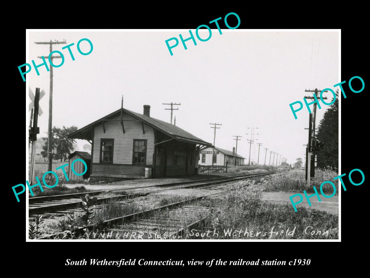 OLD LARGE HISTORIC PHOTO SOUTH WETHERSFIELD CONNECTICUT RAILROAD STATION c1930