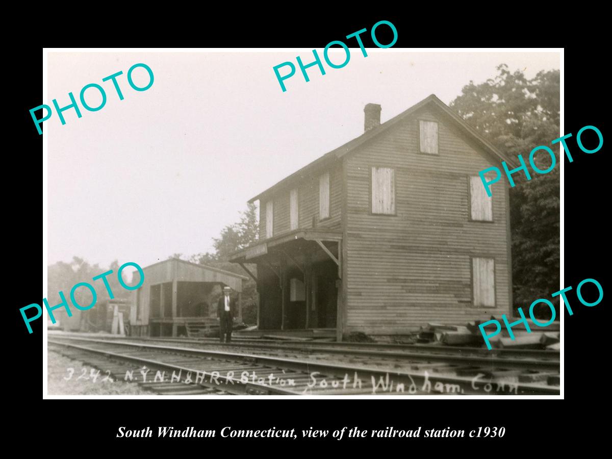 OLD LARGE HISTORIC PHOTO SOUTH WINDHAM CONNECTICUT, THE RAILROAD STATION c1930