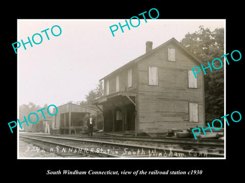 OLD LARGE HISTORIC PHOTO SOUTH WINDHAM CONNECTICUT, THE RAILROAD STATION c1930