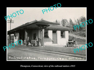 OLD LARGE HISTORIC PHOTO THOMPSON CONNECTICUT, THE RAILROAD STATION c1915