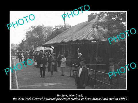 OLD LARGE HISTORIC PHOTO YONKERS NEW YORK, BRYN MAWR PARK RAILROAD STATION c1960