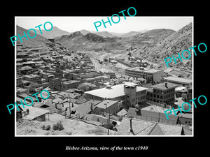 OLD LARGE HISTORIC PHOTO BISBEE ARIZONA, VIEW OF THE TOWN c1940