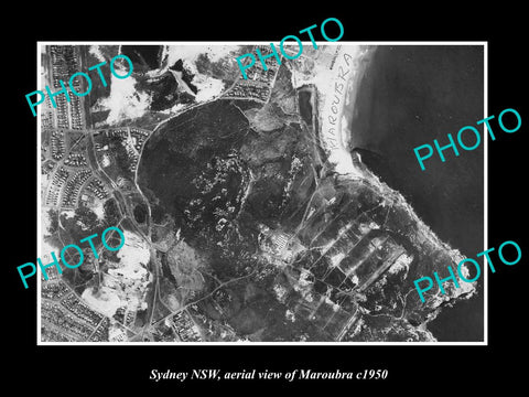 OLD LARGE HISTORIC PHOTO SYDNEY NEW SOUTH WALES, AERIAL VIEW OF MAROUBRA c1950