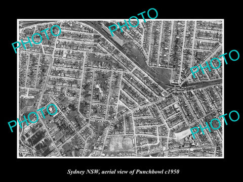 OLD LARGE HISTORIC PHOTO SYDNEY NEW SOUTH WALES, AERIAL VIEW OF PUNCHBOWL c1950