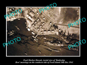 OLD LARGE HISTORIC PHOTO PEARL HARBOR HAWAII, AERIAL VIEW AFTER BOMBING 1941 1