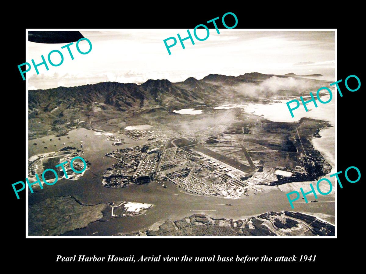 OLD LARGE HISTORIC PHOTO PEARL HARBOR HAWAII, AERIAL VIEW BEFORE BOMBING 1941