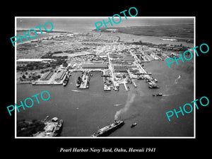 OLD LARGE HISTORIC PHOTO PEARL HARBOR HAWAII, AERIAL VIEW OF NAVY YARD c1941