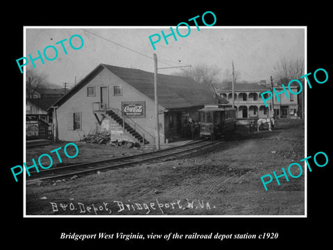 OLD LARGE HISTORIC PHOTO OF BRIDGEPORT WEST VIRGINIA, THE RAILROAD DEPOT c1920