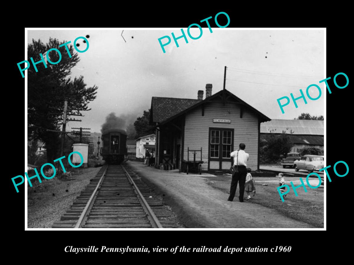 OLD LARGE HISTORIC PHOTO OF CLAYSVILLE PENNSYLVANIA, THE RAILROAD DEPOT c1960