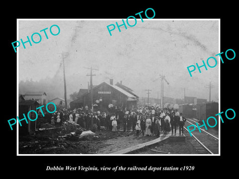 OLD LARGE HISTORIC PHOTO OF DOBBIN WEST VIRGINIA, THE RAILROAD DEPOT c1920