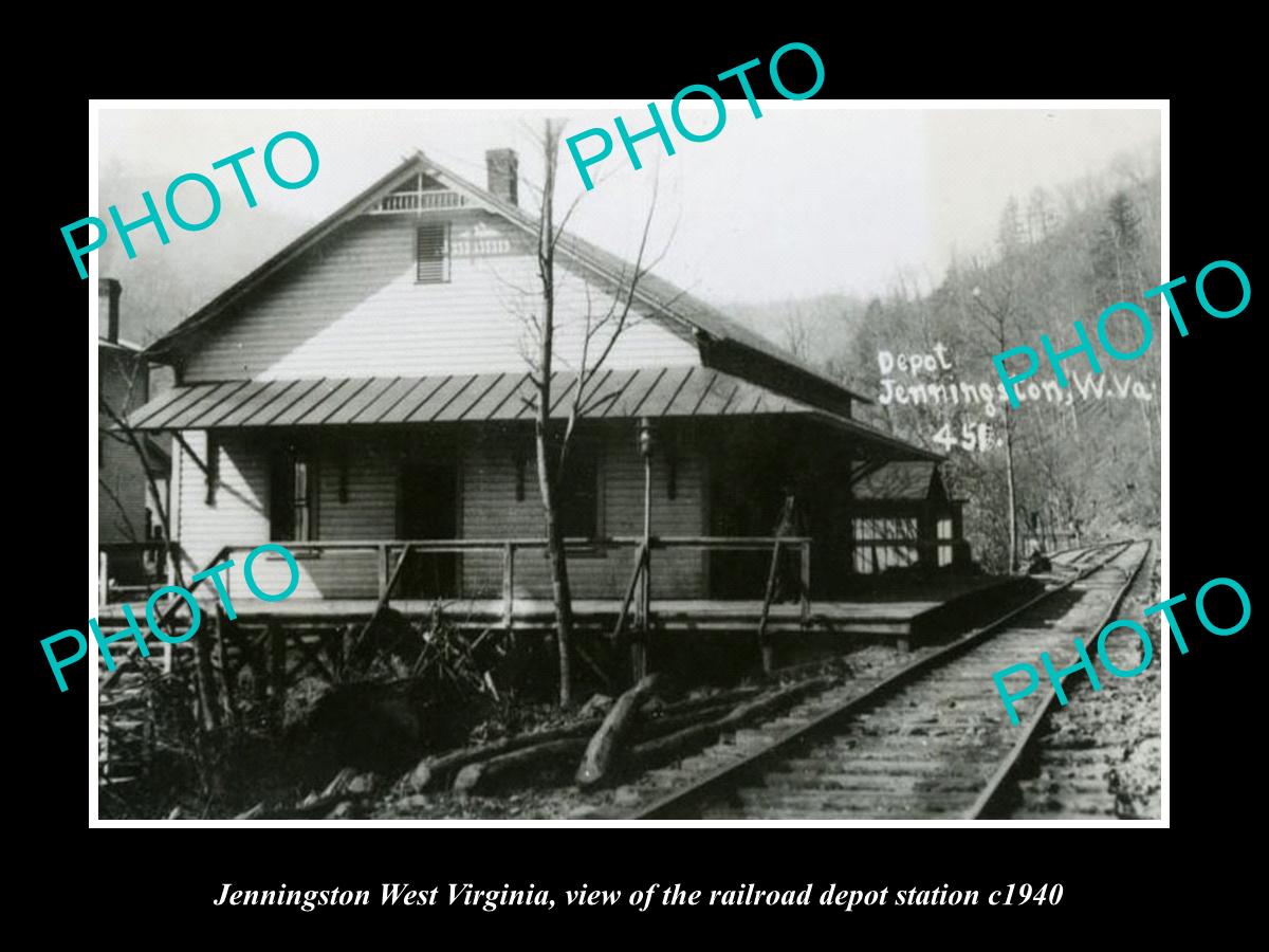 OLD LARGE HISTORIC PHOTO OF JENNINGSTON WEST VIRGINIA, THE RAILROAD DEPOT c1940