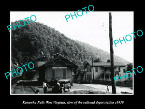 OLD LARGE HISTORIC PHOTO OF KANAWHA FALLS WEST VIRGINIA, THE RAILROAD DEPOT 1930