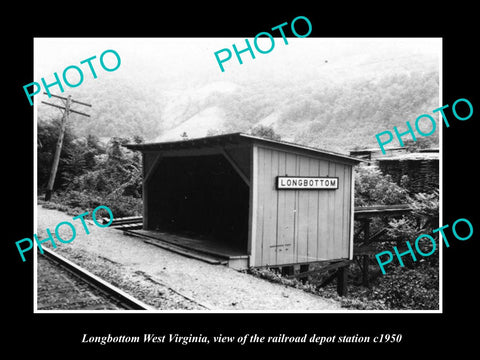 OLD LARGE HISTORIC PHOTO OF LONGBOTTOM WEST VIRGINIA, THE RAILROAD DEPOT c1950