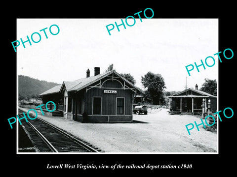 OLD LARGE HISTORIC PHOTO OF LOWELL WEST VIRGINIA, THE RAILROAD DEPOT c1940