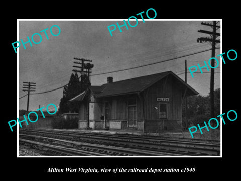 OLD LARGE HISTORIC PHOTO OF MILTON WEST VIRGINIA, THE RAILROAD DEPOT c1940