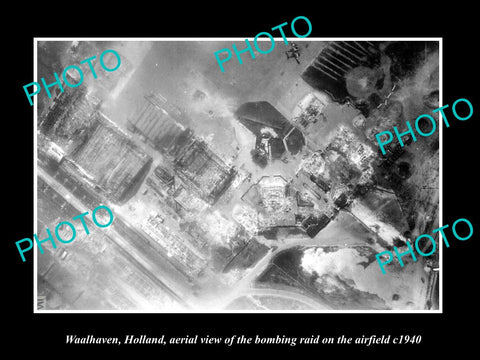 OLD LARGE HISTORIC MILITARY PHOTO WAALHAVEN HOLLAND, AERIAL VIEW BOMBING c1940