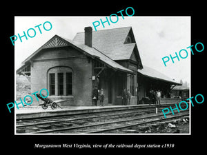 OLD LARGE HISTORIC PHOTO OF MORGANTOWN WEST VIRGINIA, THE RAILROAD DEPOT c1930