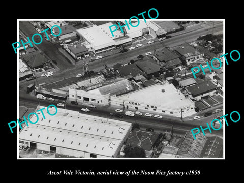 OLD LARGE HISTORIC PHOTO ASCOT VALE VICTORIA, AERIAL VIEW NOON PIES FACTORY 1950