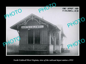 OLD LARGE HISTORIC PHOTO OF NORTH CALDWELL WEST VIRGINIA, RAILROAD DEPOT c1951