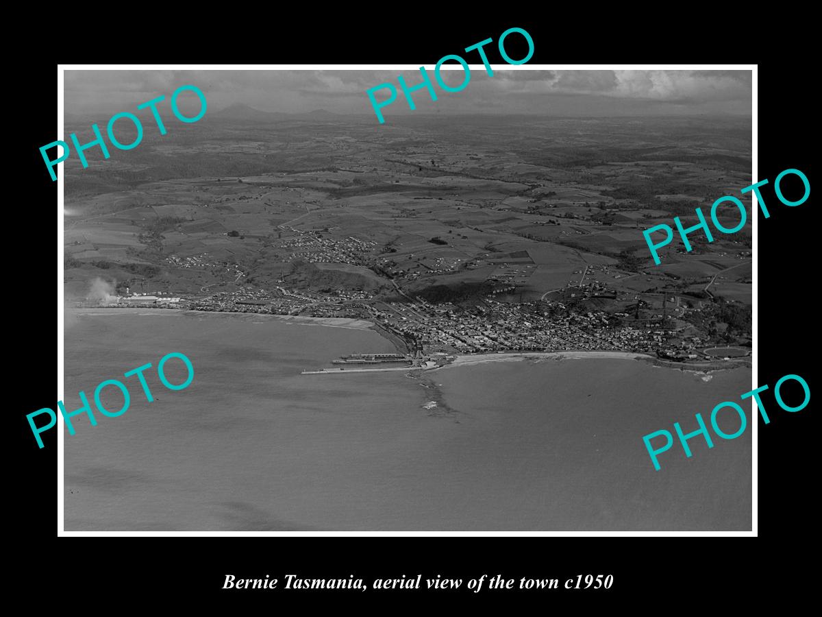 OLD LARGE HISTORIC PHOTO BERNIE TASMANIA, AERIAL VIEW OF THE TOWN c1950