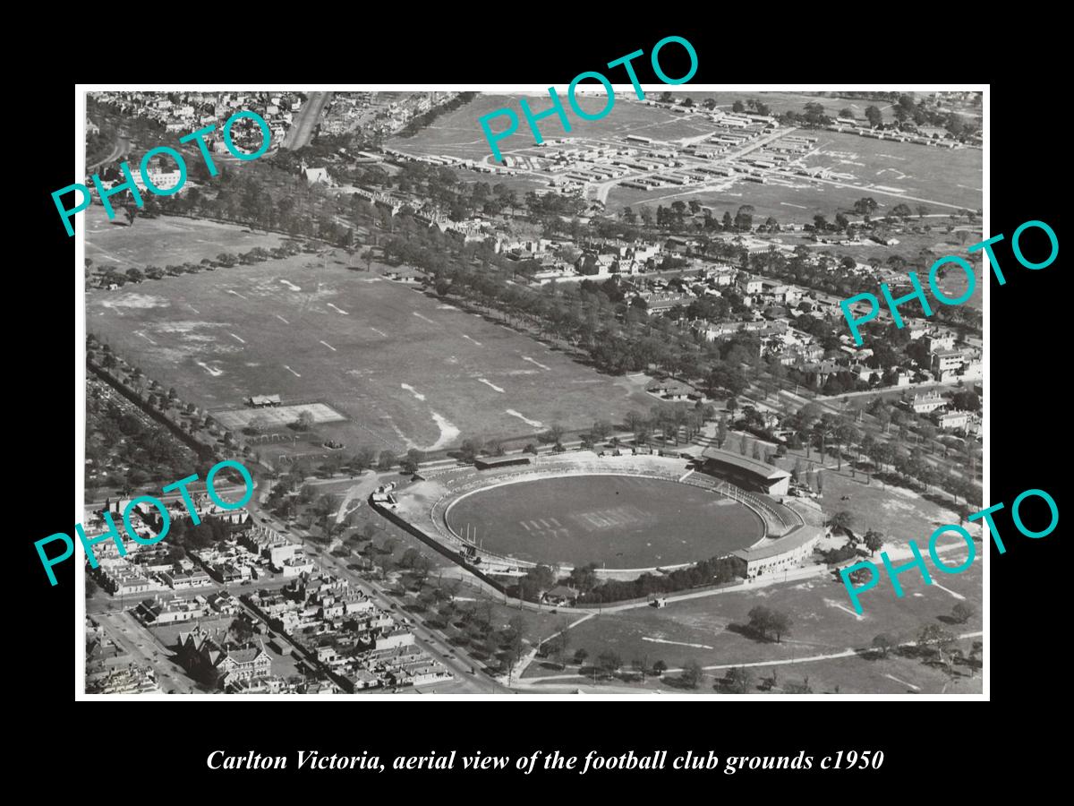 OLD LARGE HISTORIC PHOTO CARLTON VICTORIA, AERIAL VIEW OF FOOTBALL CLUB c1950