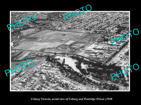 OLD LARGE HISTORIC PHOTO COBURG VICTORIA, AERIAL VIEW PENTRIDGE PRISON c1940