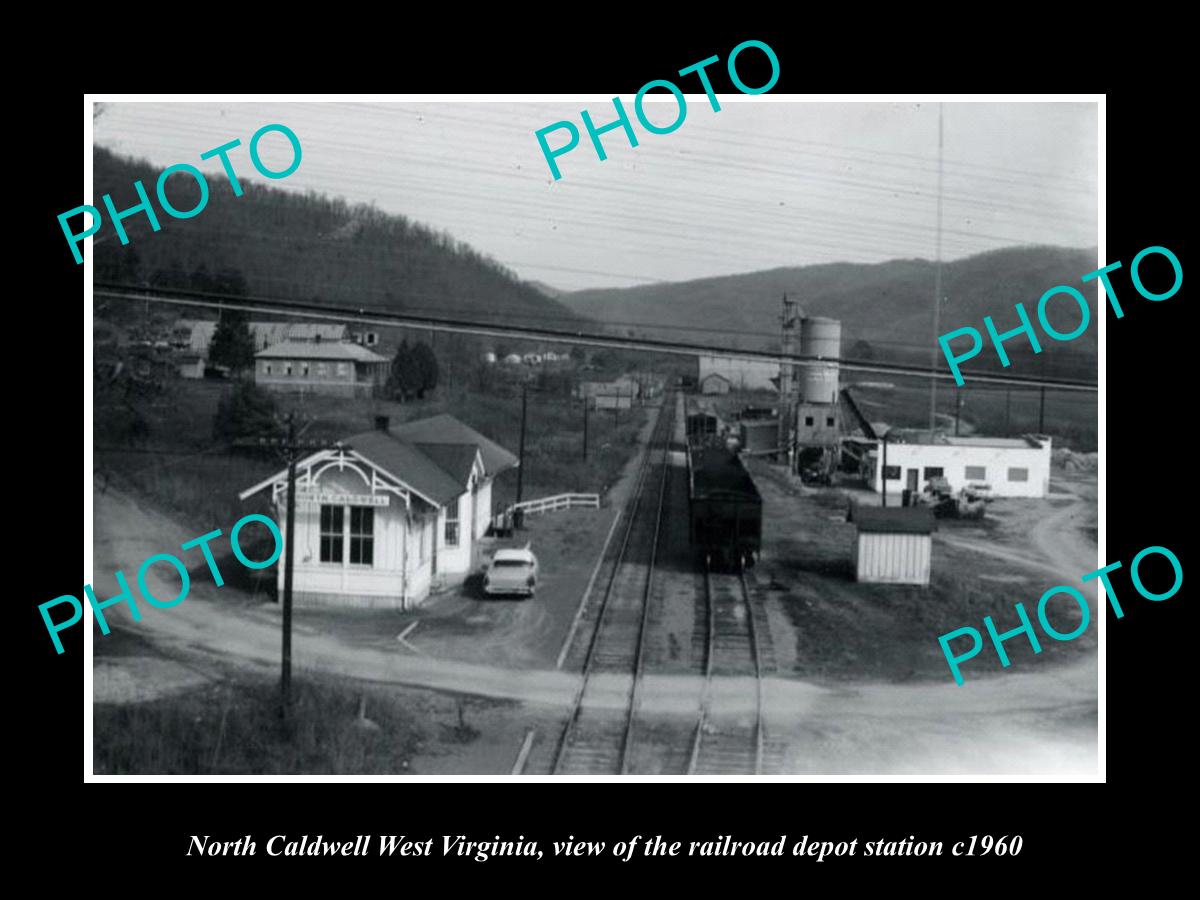 OLD LARGE HISTORIC PHOTO OF NORTH CALDWELL WEST VIRGINIA, RAILROAD DEPOT c1960