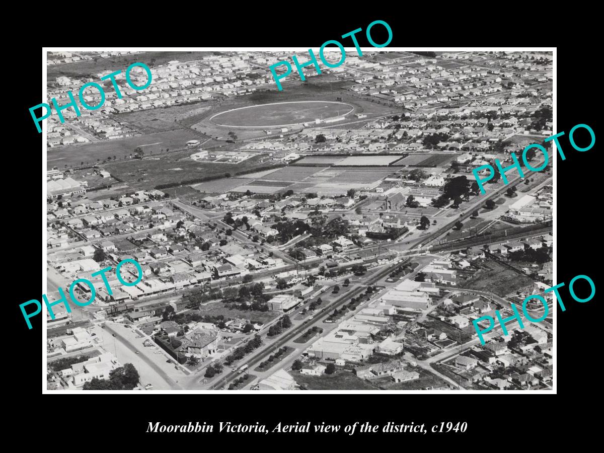 OLD LARGE HISTORIC PHOTO MOORABBIN VICTORIA, AERIAL VIEW OF THE DISTRICT c1940