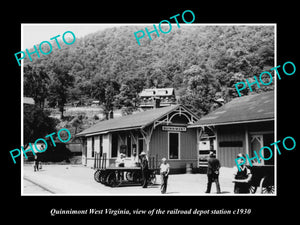 OLD LARGE HISTORIC PHOTO OF QUINNIMONT WEST VIRGINIA, THE RAILROAD DEPOT c1930