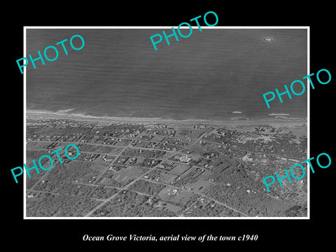 OLD LARGE HISTORIC PHOTO OCEAN GROVE VICTORIA, AERIAL VIEW OF THE TOWN c1940 1