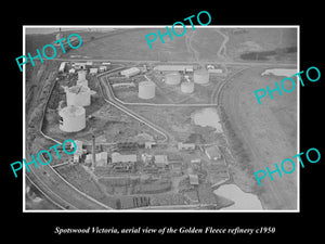 OLD LARGE HISTORIC PHOTO SPOTSWOOD VICTORIA, AERIAL VIEW GOLDEN FLEECE OIL c1950