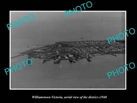 OLD LARGE HISTORIC PHOTO WILLIAMSTOWN VICTORIA, AERIAL VIEW OF DISTRICT c1940