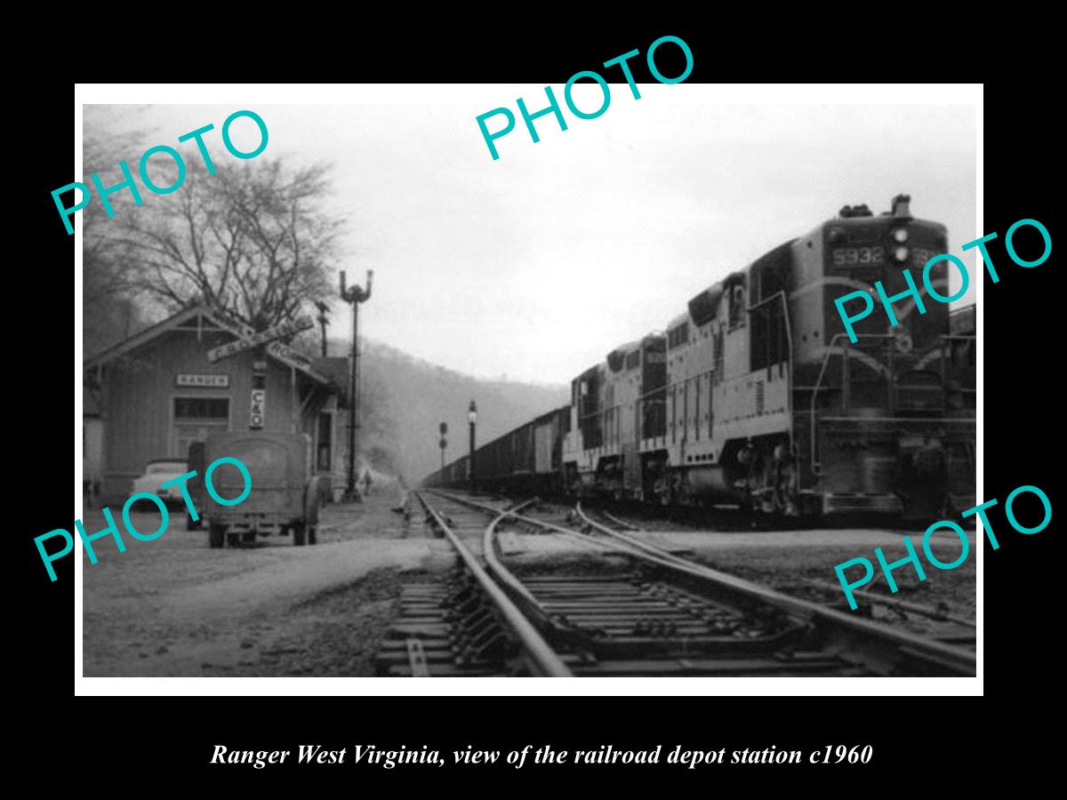 OLD LARGE HISTORIC PHOTO OF RANGER WEST VIRGINIA, THE RAILROAD DEPOT c1960