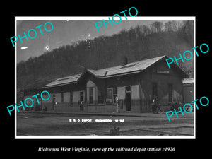 OLD LARGE HISTORIC PHOTO OF RICHWOOD WEST VIRGINIA, THE RAILROAD DEPOT c1920