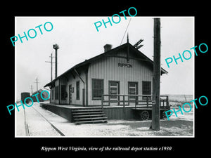 OLD LARGE HISTORIC PHOTO OF RIPPON WEST VIRGINIA, THE RAILROAD DEPOT c1930