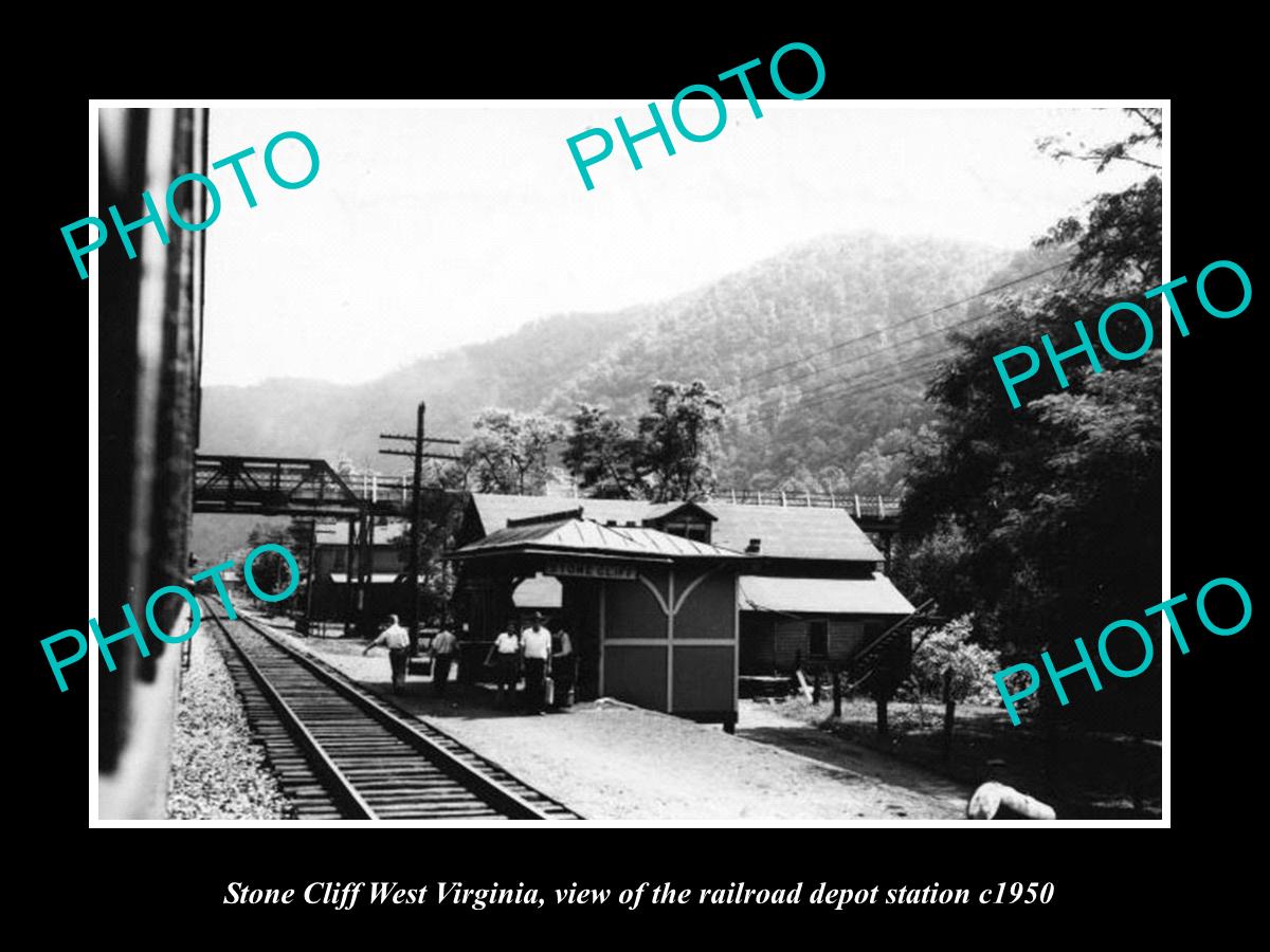 OLD LARGE HISTORIC PHOTO OF STONE CLIFF WEST VIRGINIA, THE RAILROAD DEPOT c1950