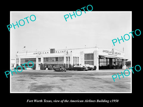 OLD LARGE HISTORIC PHOTO OF FORT WORTH TEXAS, AMERICAN AIRLINES BUILDING c1950