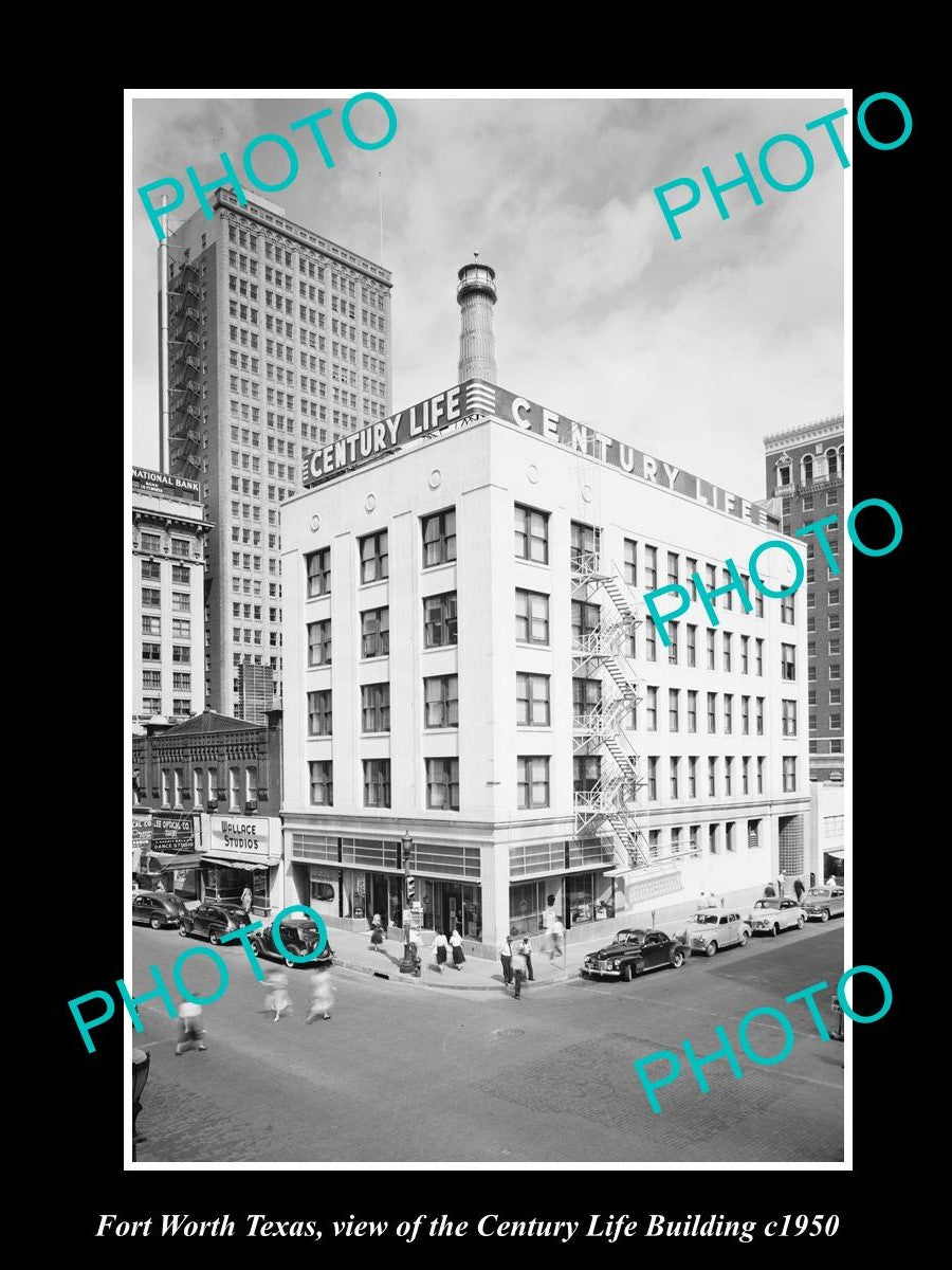 OLD LARGE HISTORIC PHOTO OF FORT WORTH TEXAS, THE CENTURY LIFE BUILDING c1950