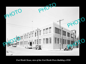 OLD LARGE HISTORIC PHOTO OF FORT WORTH TEXAS, THE FORT WORTH PRESS BUILDING 1950